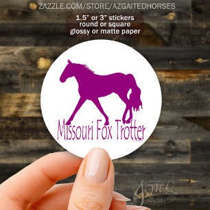 Missouri Fox Trotter Horse Silhouette Purple Classic Round Sticker