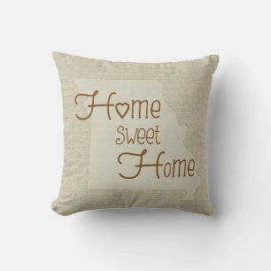 Missouri-Home Sweet Home burlap-look custom name Throw Pillow
