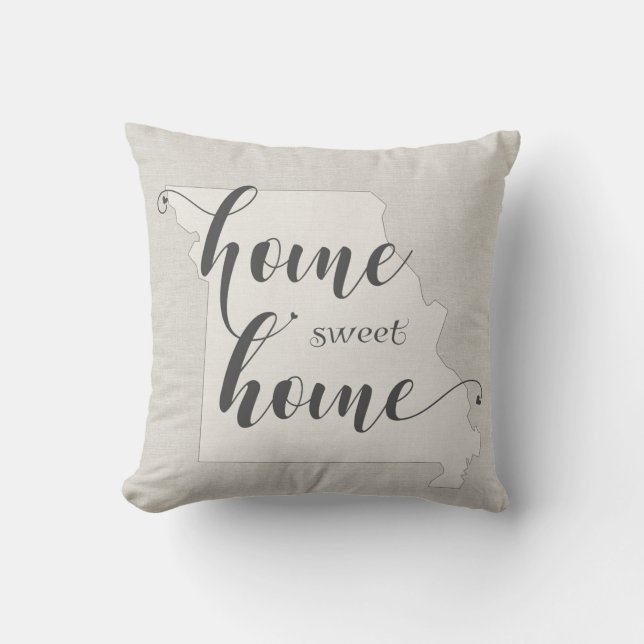 Missouri - Home Sweet Home burlap-look Throw Pillow (Front)