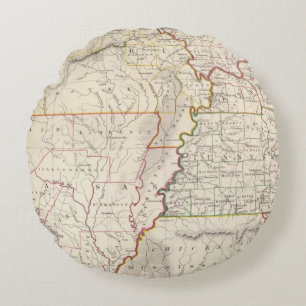 Missouri, Ill, Ky, Tenn, Ala, Miss, Ark Round Pillow