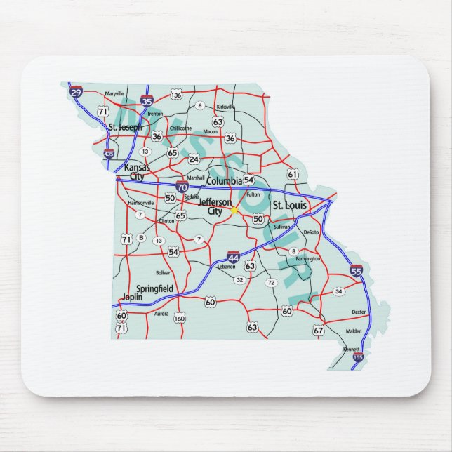 Missouri Interstate Map Mousepad (Front)