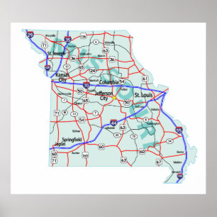 Missouri Interstate Map Print