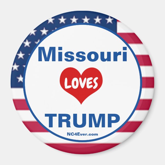 Missouri LOVES TRUMP Patriotic Fridge Magnet (Front)