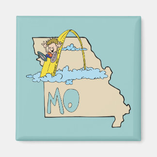 Missouri MO Map with Saint Louis Arch Cartoon Magnet