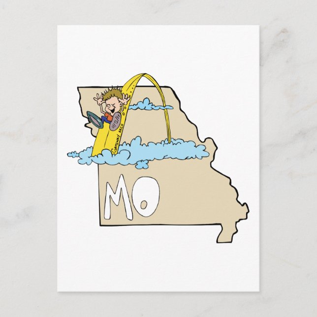 Missouri MO Map with Saint Louis Arch Cartoon Postcard (Front)