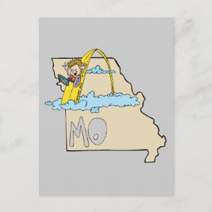 Missouri MO Map with Saint Louis Arch Cartoon Postcard