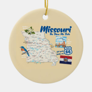 Missouri MO The Show Me State Map Arch Route 66 Ceramic Ornament