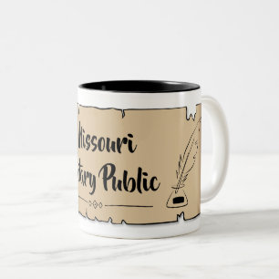 Missouri Notary Public Scroll Feather Quill Two-Tone Coffee Mug