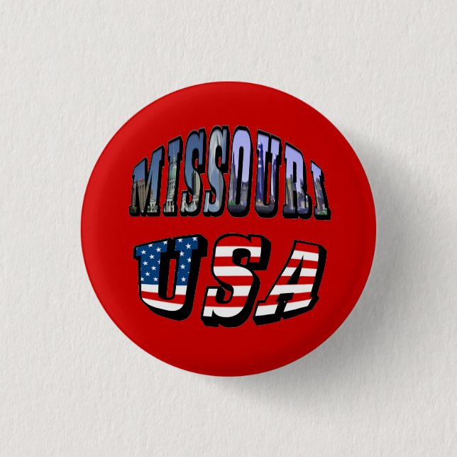 Missouri Picture and USA Text 1 Inch Round Button (Front)