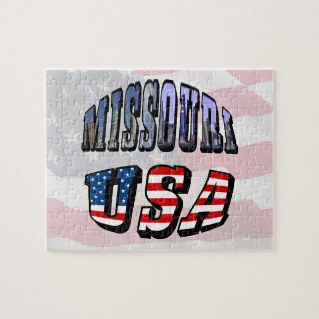 Missouri Picture and USA Text Jigsaw Puzzle (Horizontal)