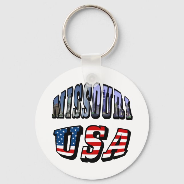 Missouri Picture and USA Text Keychain (Front)