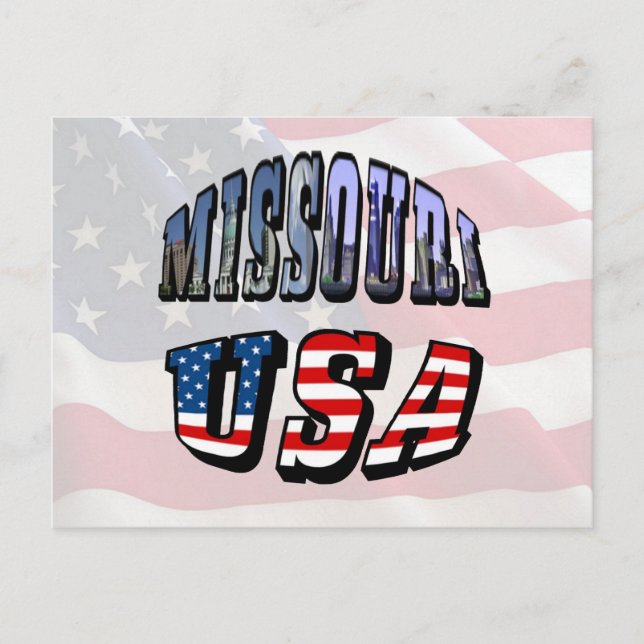 Missouri Picture and USA Text Postcard (Front)