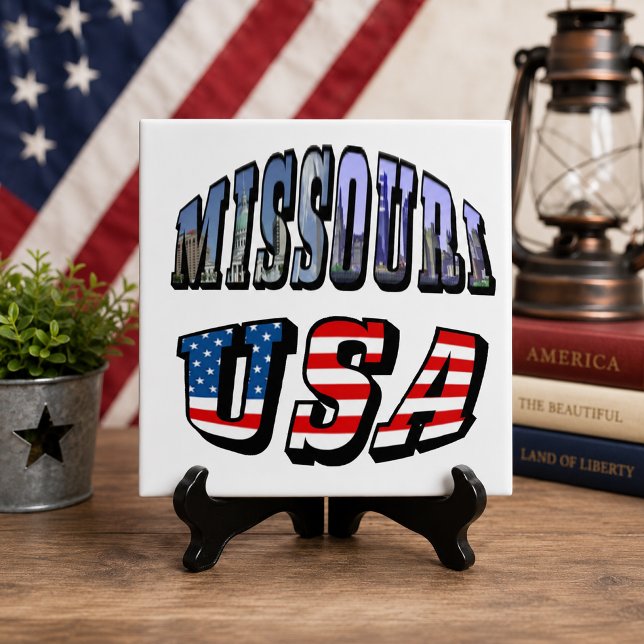 Missouri Picture and USA Text Tile (Missouri Picture and USA Text Ceramic Tile)