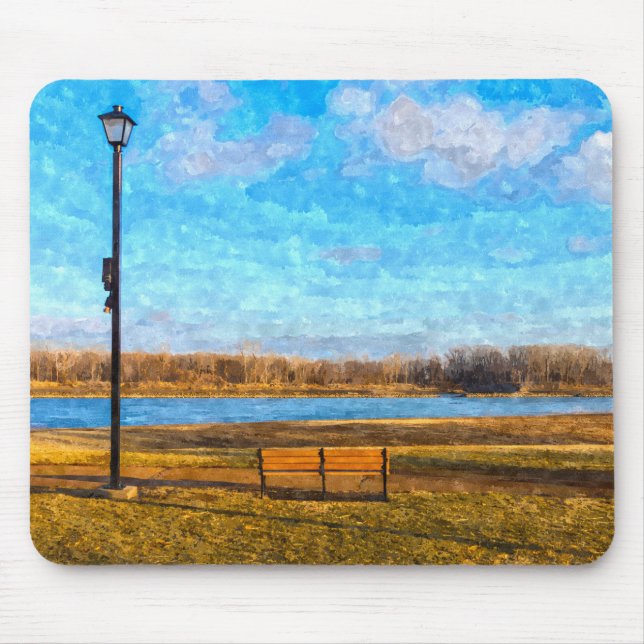 Missouri River Bench Painterly Mouse Pad (Front)