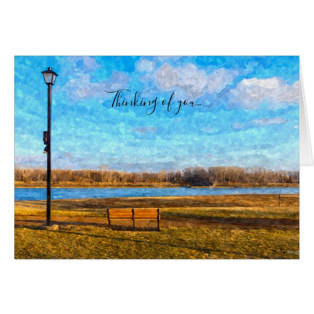 Missouri River Bench Painterly Thinking Of U Card (Front Horizontal)