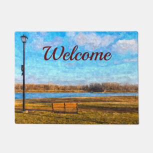 Missouri River Bench Painterly Welcome Doormat