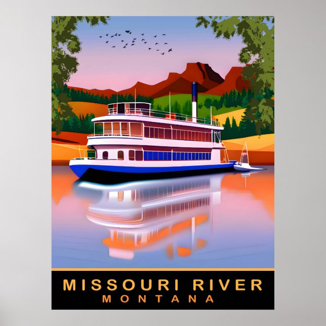 Missouri River, Montana, Tourist Cruiser, Travel Poster (Front)