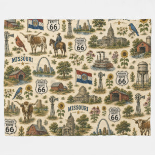 Missouri Route 66 Cozy Gateway Fleece Blanket