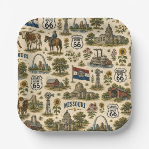 Missouri Route 66 Party Gateway Paper Plate