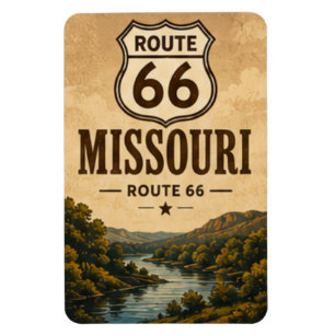 Missouri Route 66 River Valley Travel Art Magnet