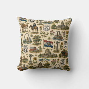 Missouri Route 66 Sofa Gateway Throw Pillow