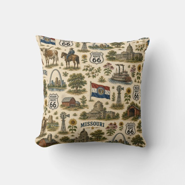 Missouri Route 66 Sofa Gateway Throw Pillow (Front)