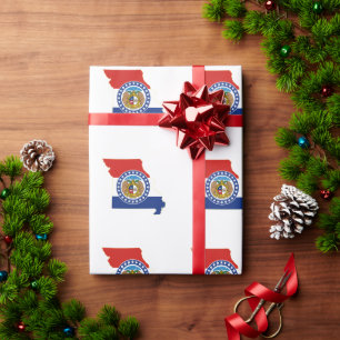 Missouri State Flag and Map Wrapping Paper
