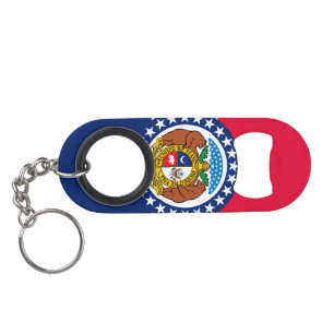 Missouri State Flag Design Keychain Bottle Opener
