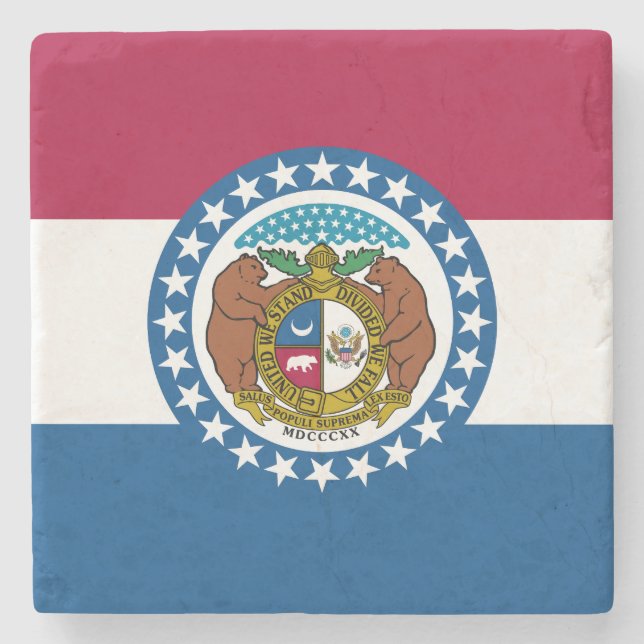Missouri State Flag Stone Coaster (Front)
