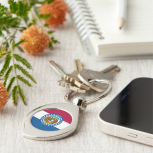 Missouri State Flag USA Keychain
