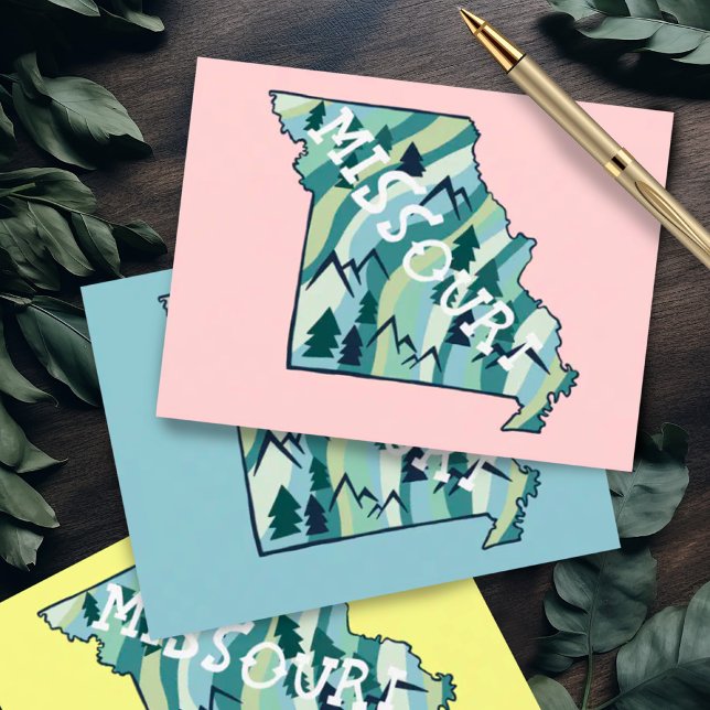 Missouri State Illustrated Map Postcard (Missouri illustrated map postcard in multiple color options!)