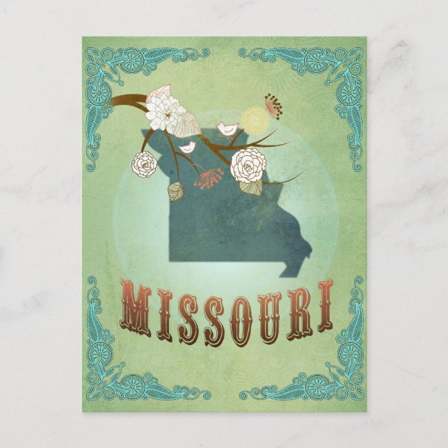 Missouri State Map – Green Postcard (Front)