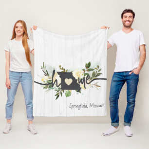 Missouri State Personalized Your Home City Rustic Fleece Blanket