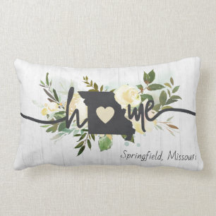 Missouri State Personalized Your Home City Rustic Lumbar Pillow