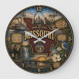 Missouri State Show Me State Rustic Landmark Large Clock