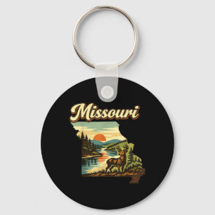 Missouri State Sunset Deer River Ozark Wilderness Keychain