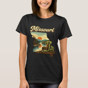 Missouri State Sunset Deer River Ozark Wilderness T-Shirt
