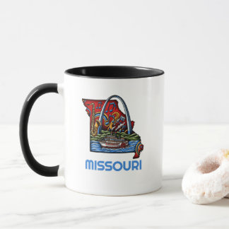 Missouri State Tattoo Style Gateway Arch Riverboat Mug