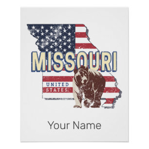 Missouri State United States Retro Map Vintage USA Poster