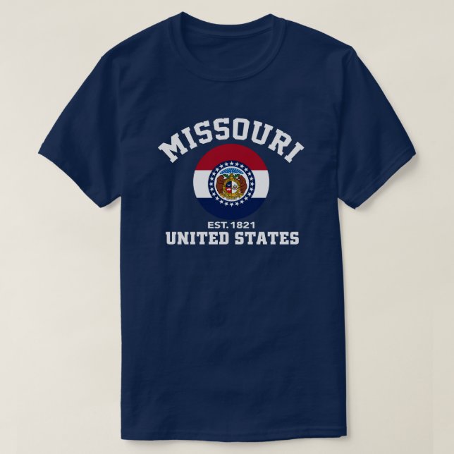 Missouri USA Est. 1821 Patriotic Flag T Shirt (Design Front)