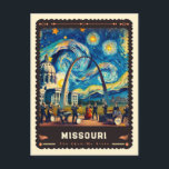 Missouri | Vincent Van Gogh Inspired Postcard<br><div class="desc">Discover the Show-Me State's charm with the "Missouri | Vincent van Gogh Inspired Postcard." This postcard presents a stunning representation of Missouri's diverse landscapes - from the bustling streets of St. Louis to the serene Ozark Mountains, all through the expressive and vibrant style of Vincent van Gogh. The postcard's rich...</div>