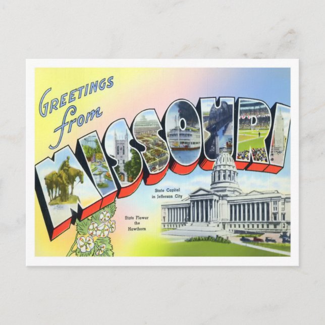 Missouri Vintage Big Letters Postcard (Front)