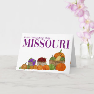 Missouri Watercolor Pumpkins Thanksgiving Card