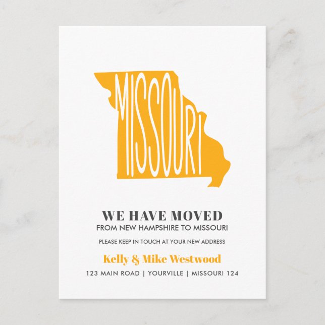 MISSOURI We've moved New address New Home   Postcard (Front)
