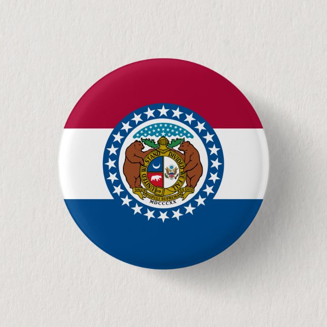 Missourian Flag, Flag of Missouri 1 Inch Round Button (Front)