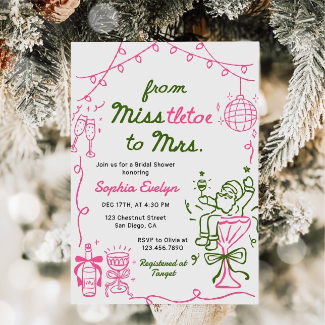 Misstletoe to Mrs Christmas Bridal Shower Invitation (Creator Uploaded)