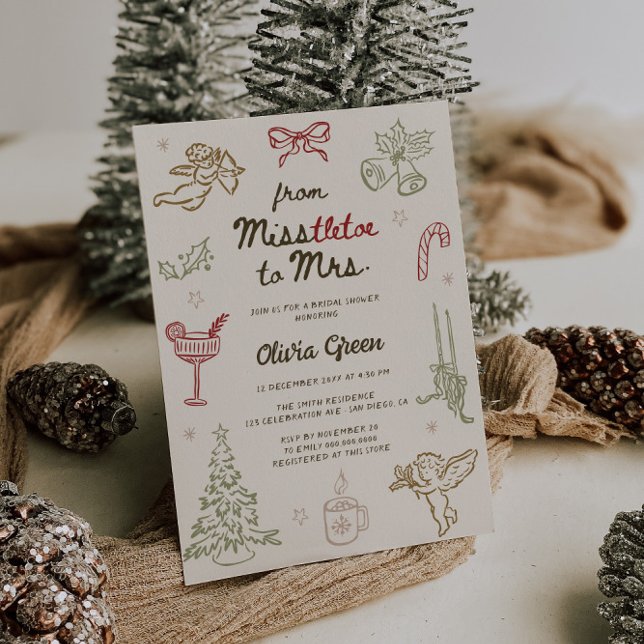 Misstletoe to Mrs Christmas Bridal Shower Invitation (Creator Uploaded)
