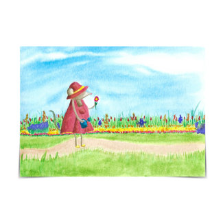 Missy Mouse in Summer Garden Thinking of You Card