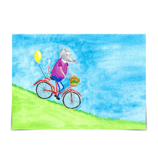 Missy Mouse Riding a Bicycle "Just Because" Card