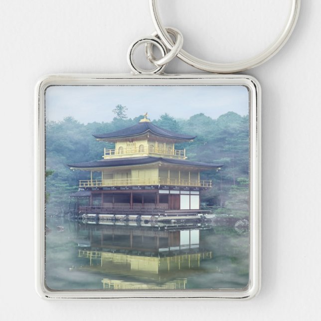 Mist on the Golden Pavilion at Kinkakuji Temple - Keychain (Front)